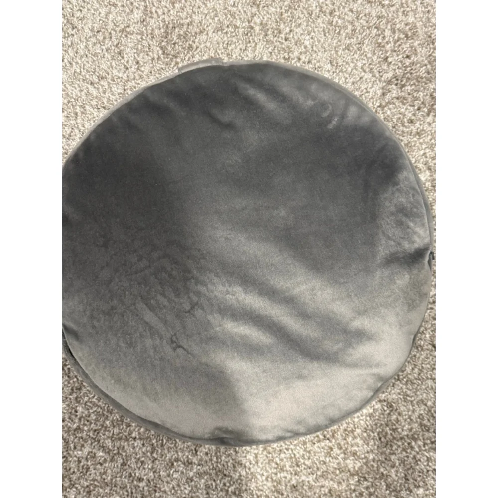 FLORENSI Gray & White Embroidered buckwheat zafu Mandala Round Pillow 14